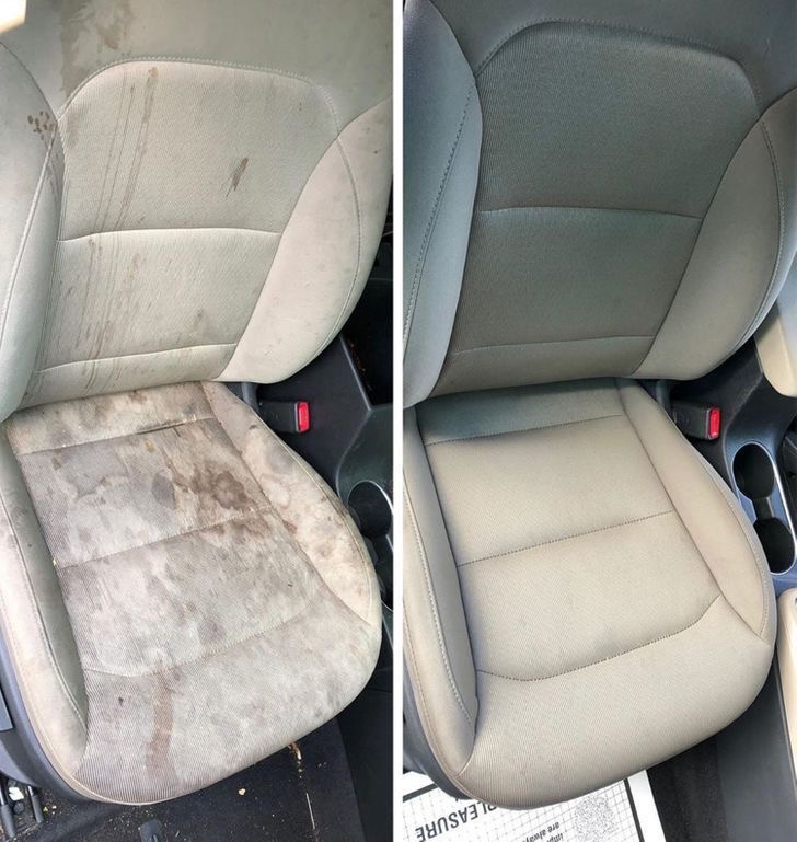 Upholstery Shampoo — before and after